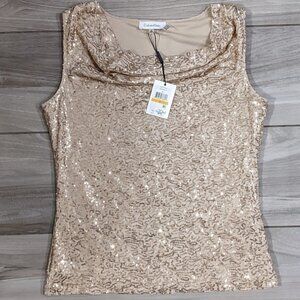 CK Gold Sequin Sleeveless Blouse